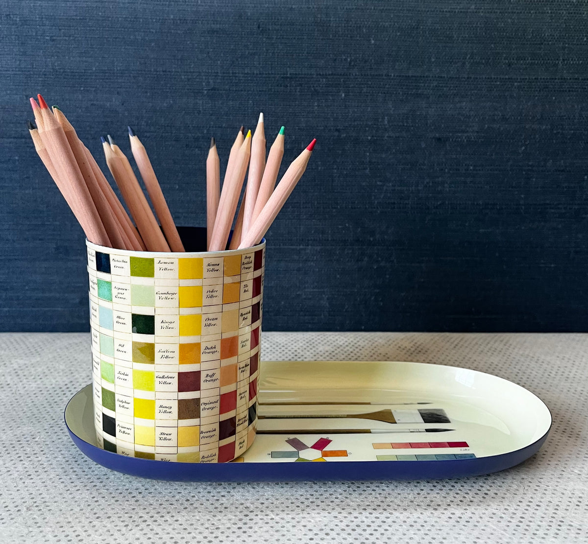 The art of making Art.   oval enamel tray