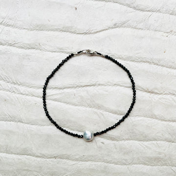 Black Spinel + Pearl Bracelet