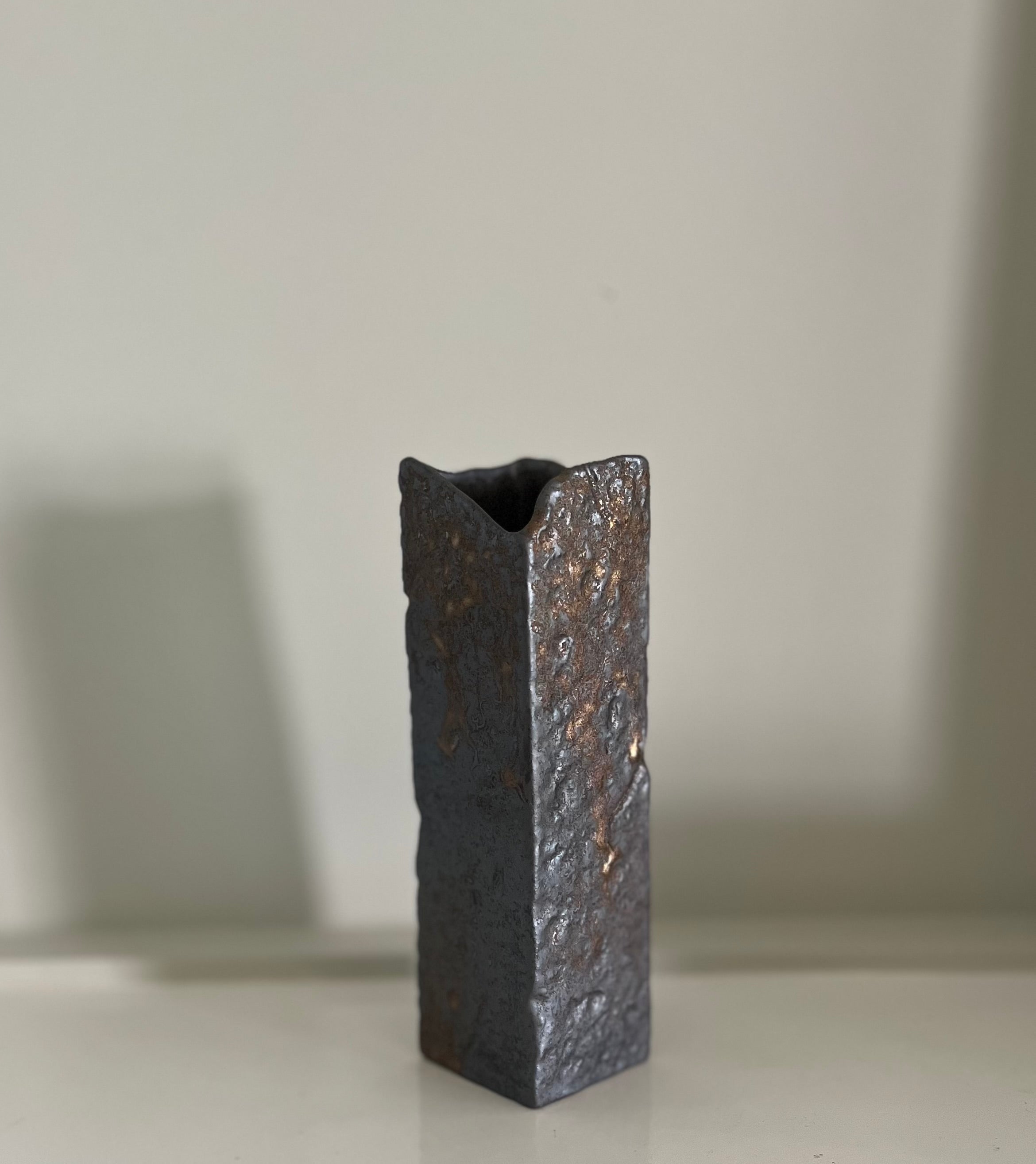 Raku vertical vase