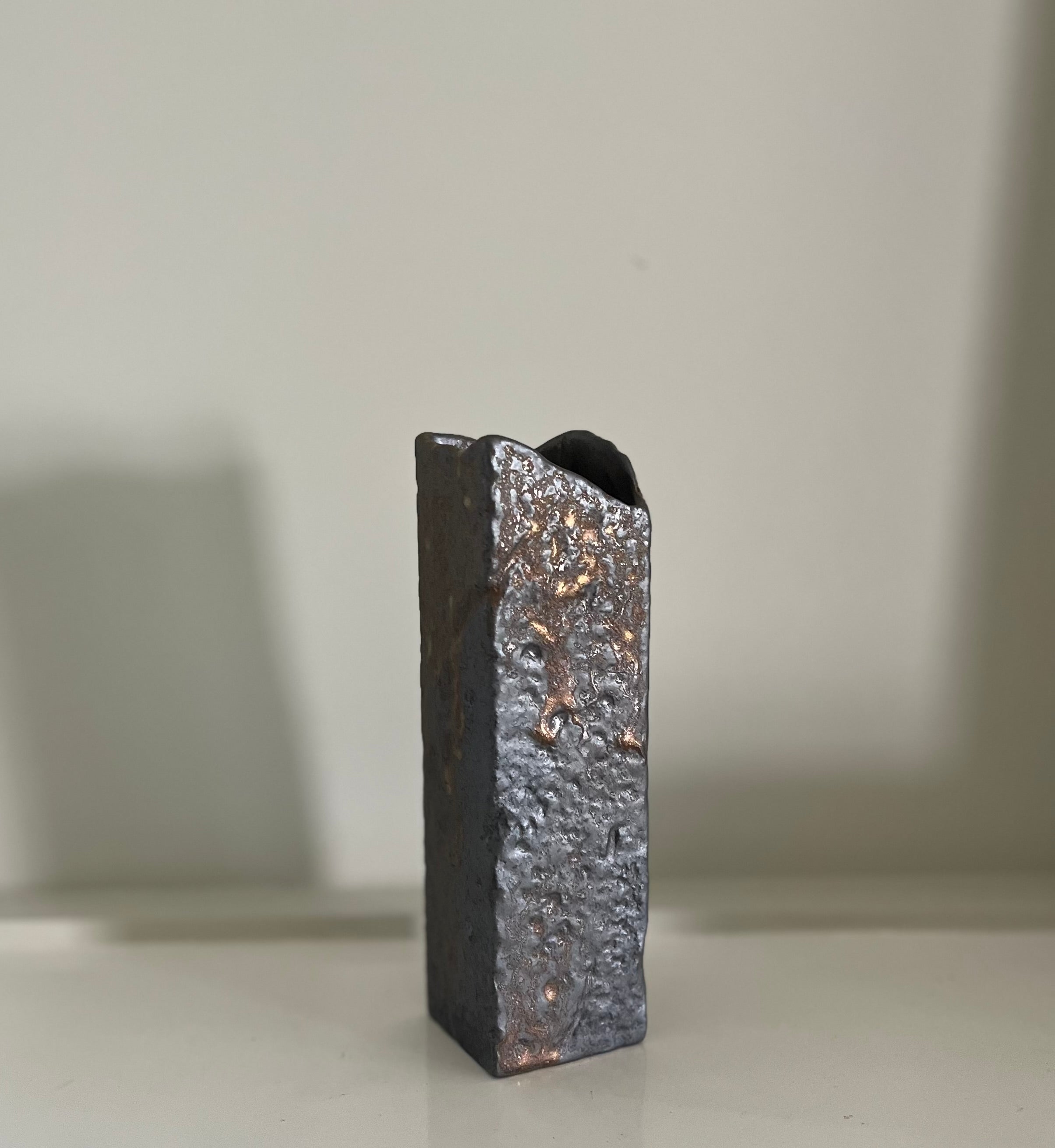 Raku vertical vase