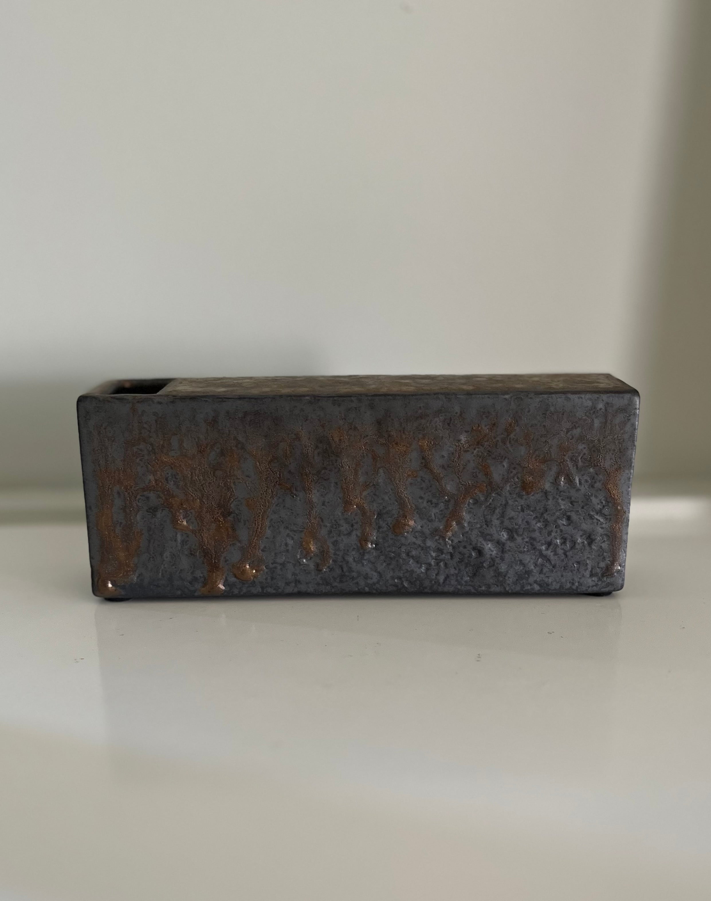 Raku horizontal vase