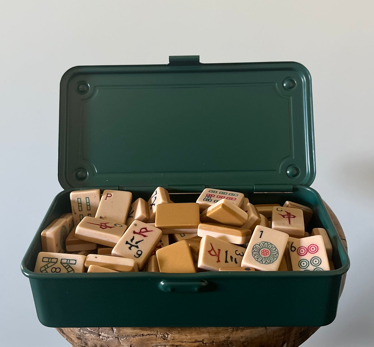 Japanese steel tool box  antique green