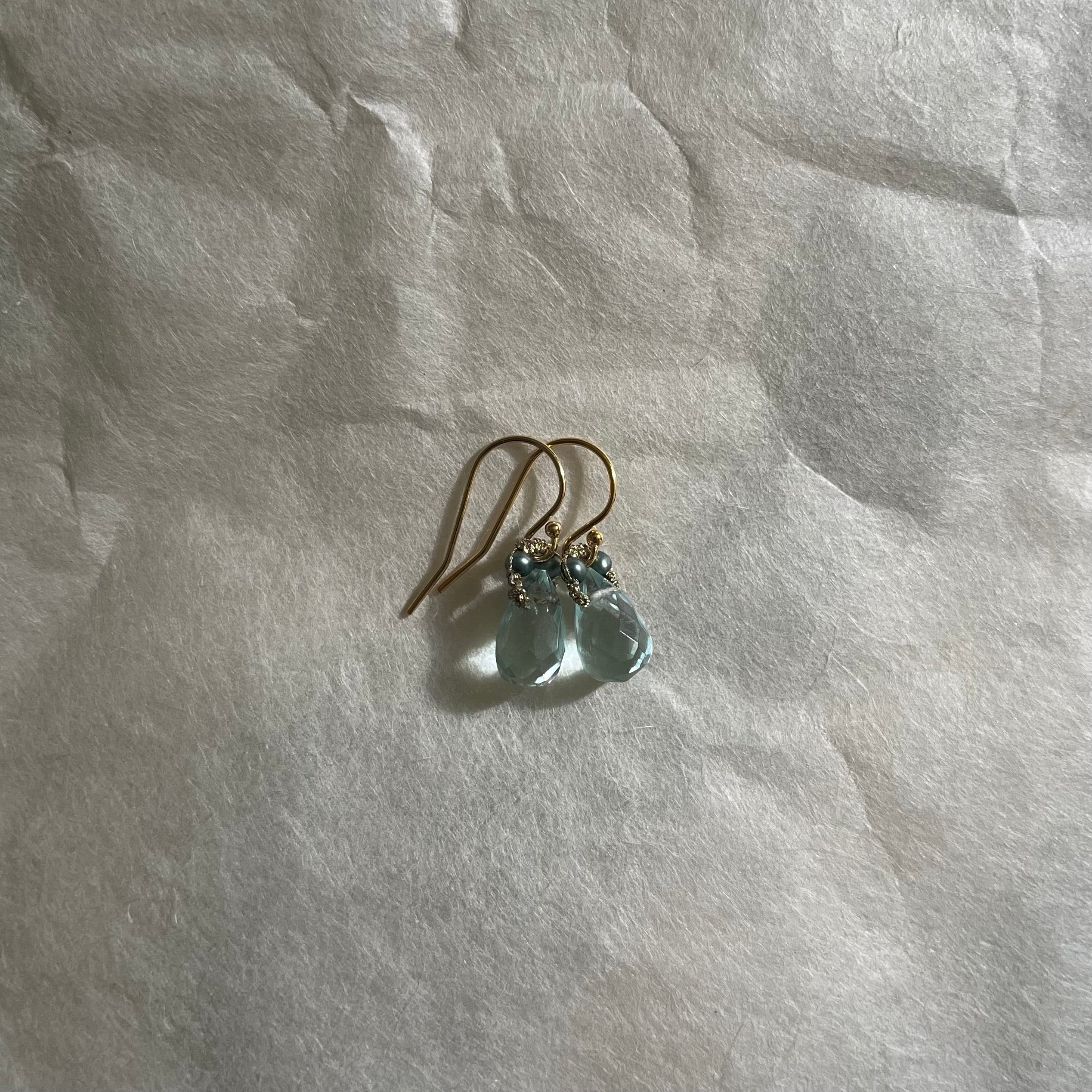 Aquamarine with a Peacock Pearl Halo Earrings
