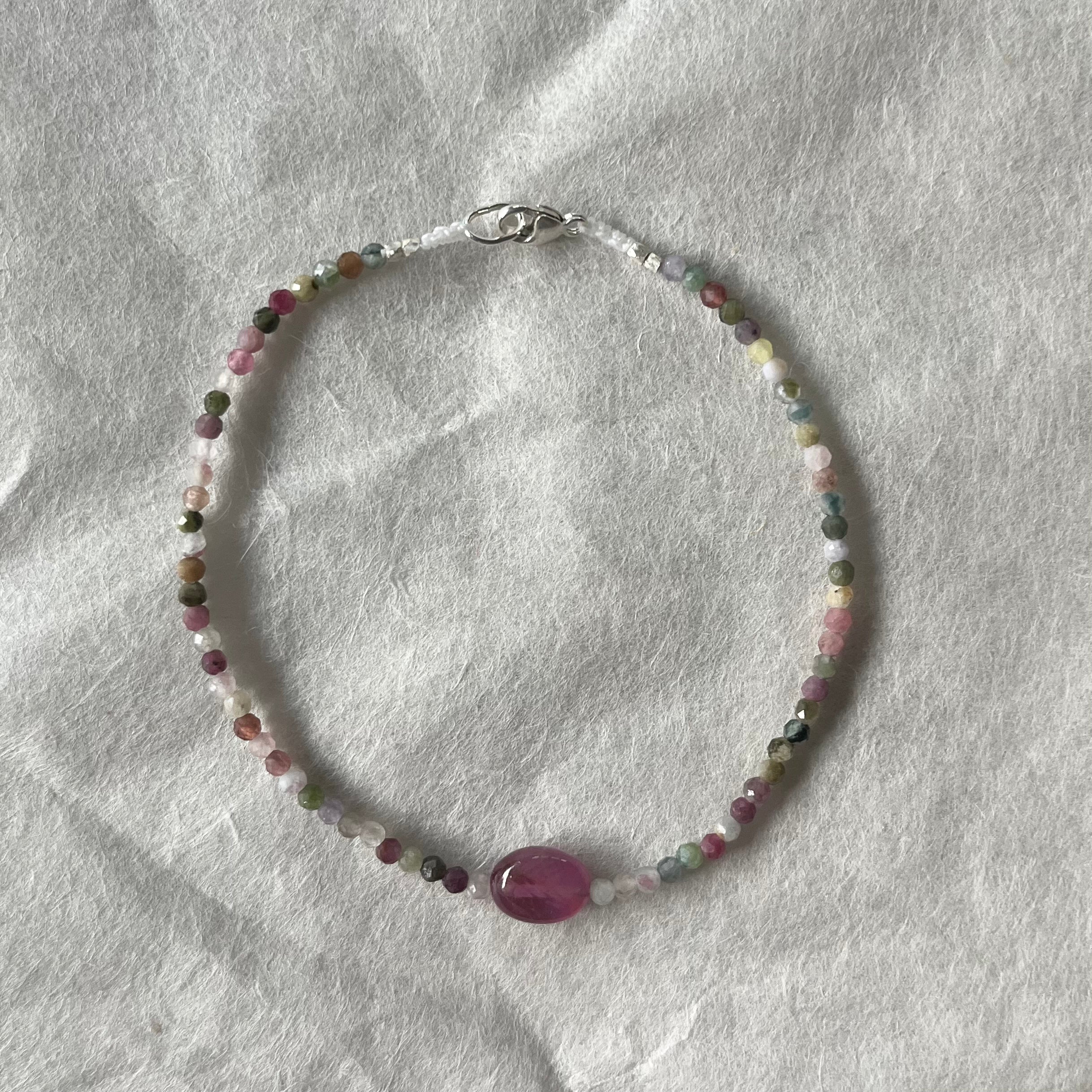Tourmaline Beads with a Sapphire Center Bracelet