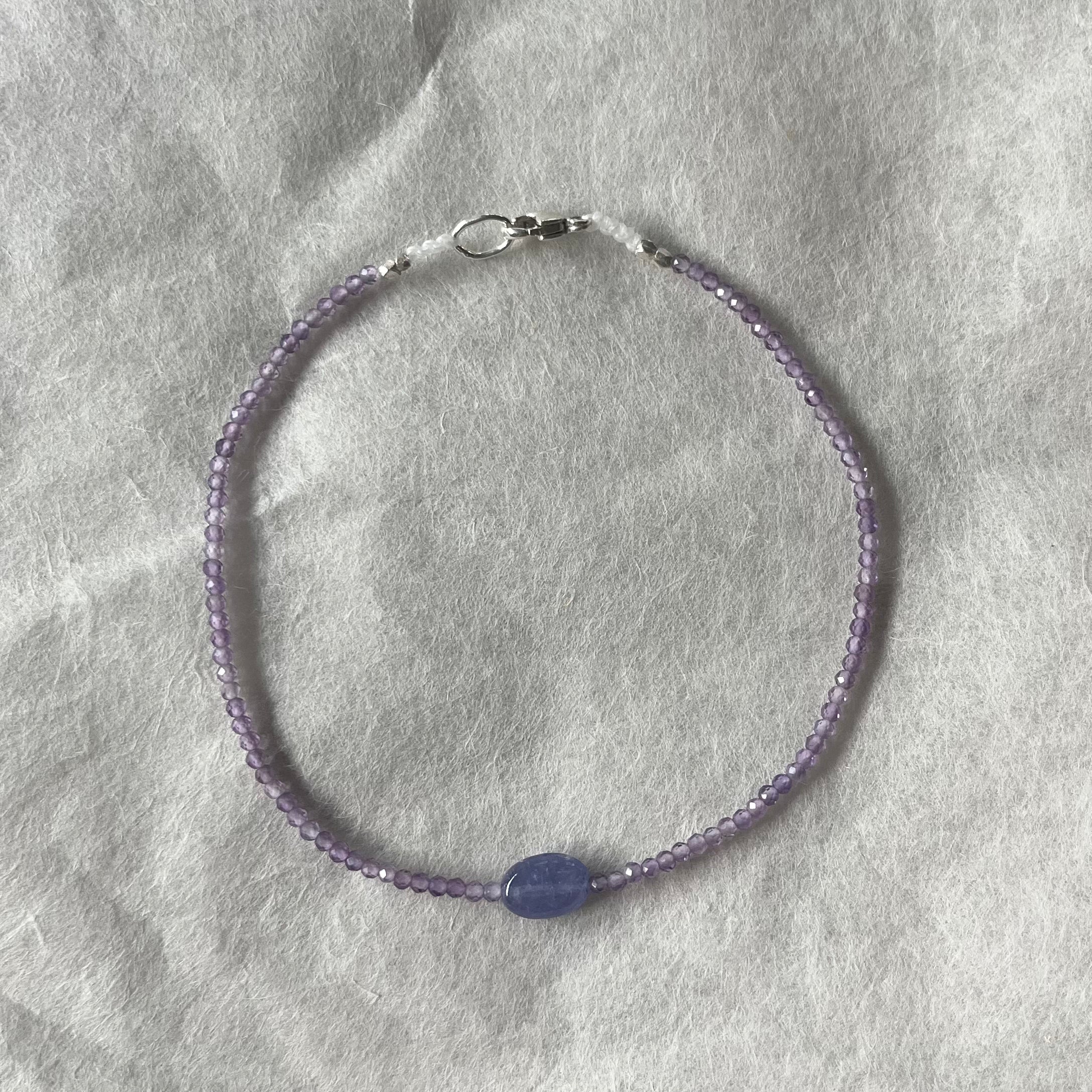 Amethyst Beads with a Tanzanite Center Bracelet