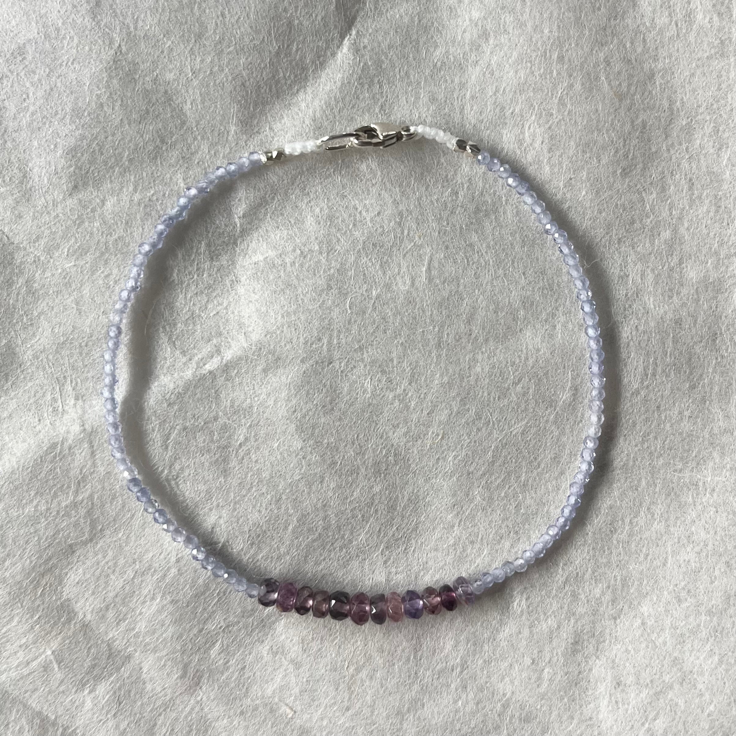 Tanzanite Beads with a Sapphire Row Bracelet