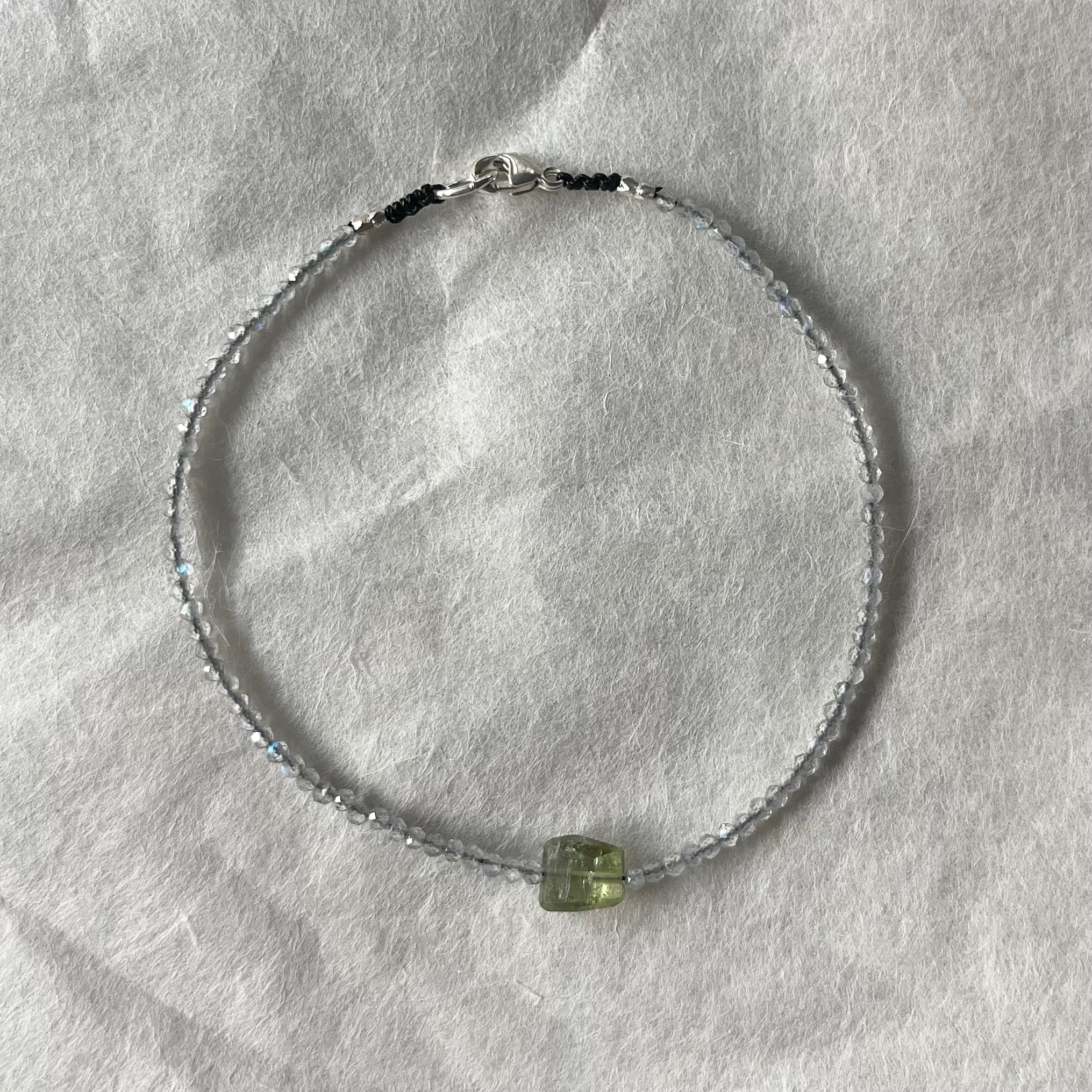Labradorite Beads with a Tourmaline Center Bracelet