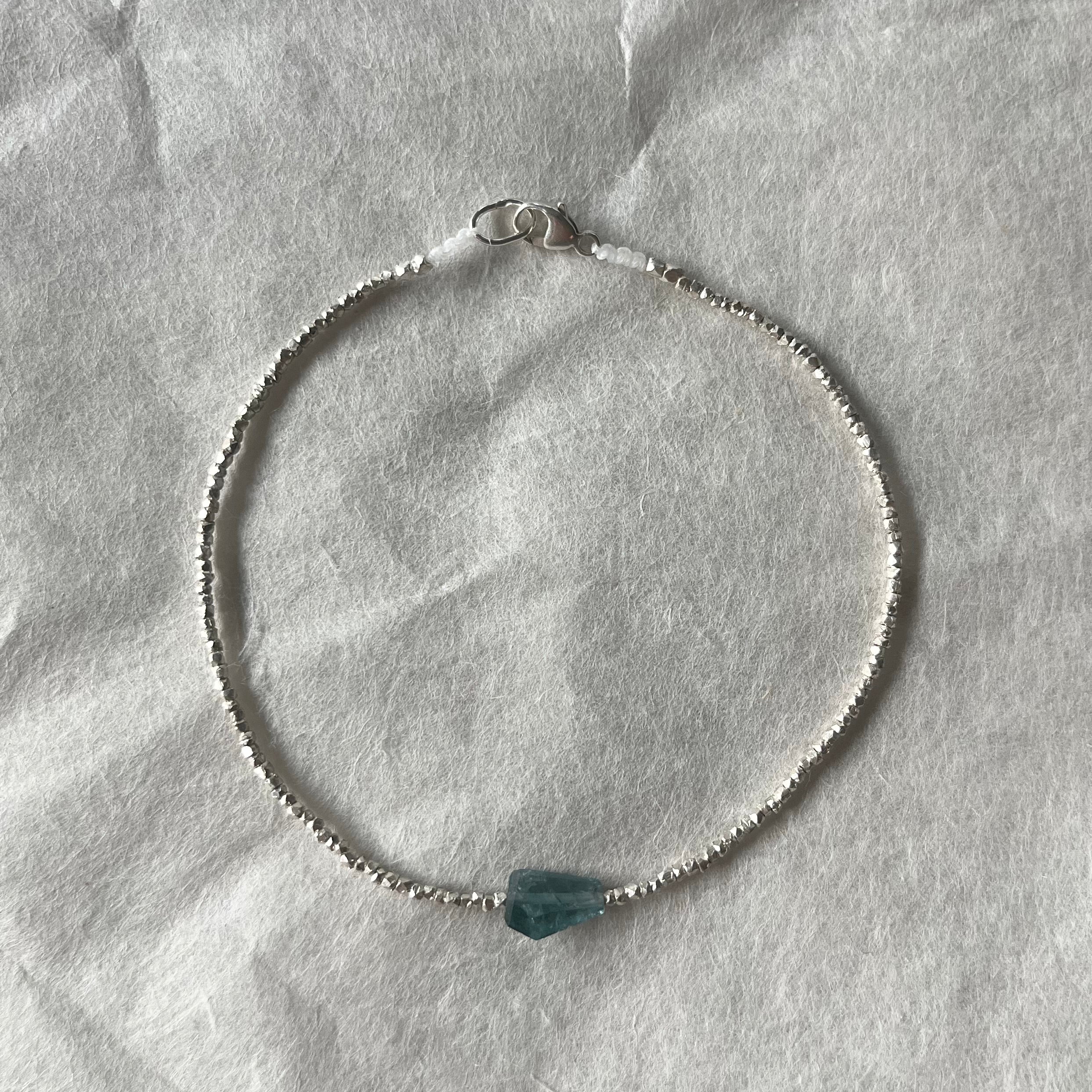 Sterling Silver Beads with a Tourmaline Center Bracelet