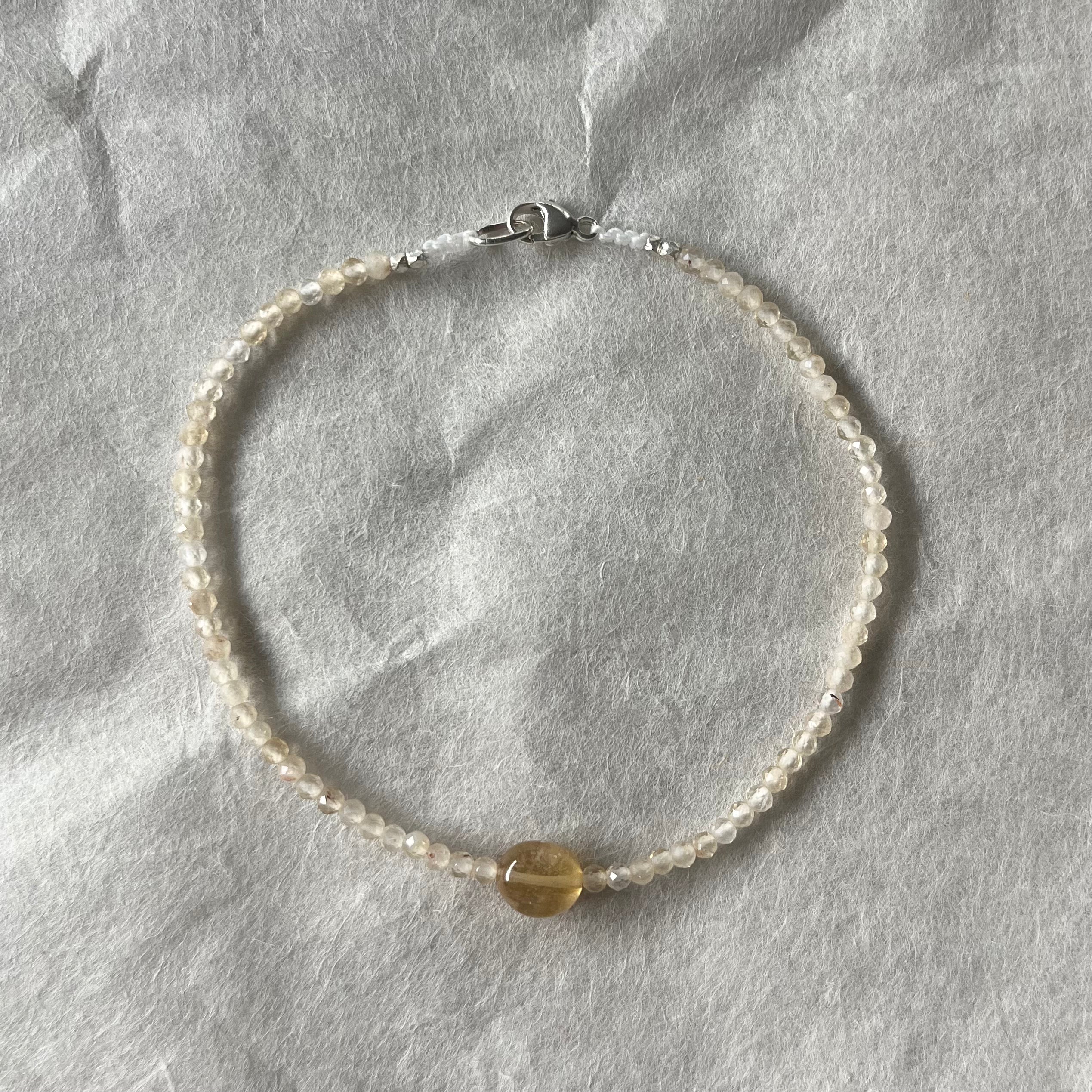Citrine Beads with a Sapphire Center Bracelet
