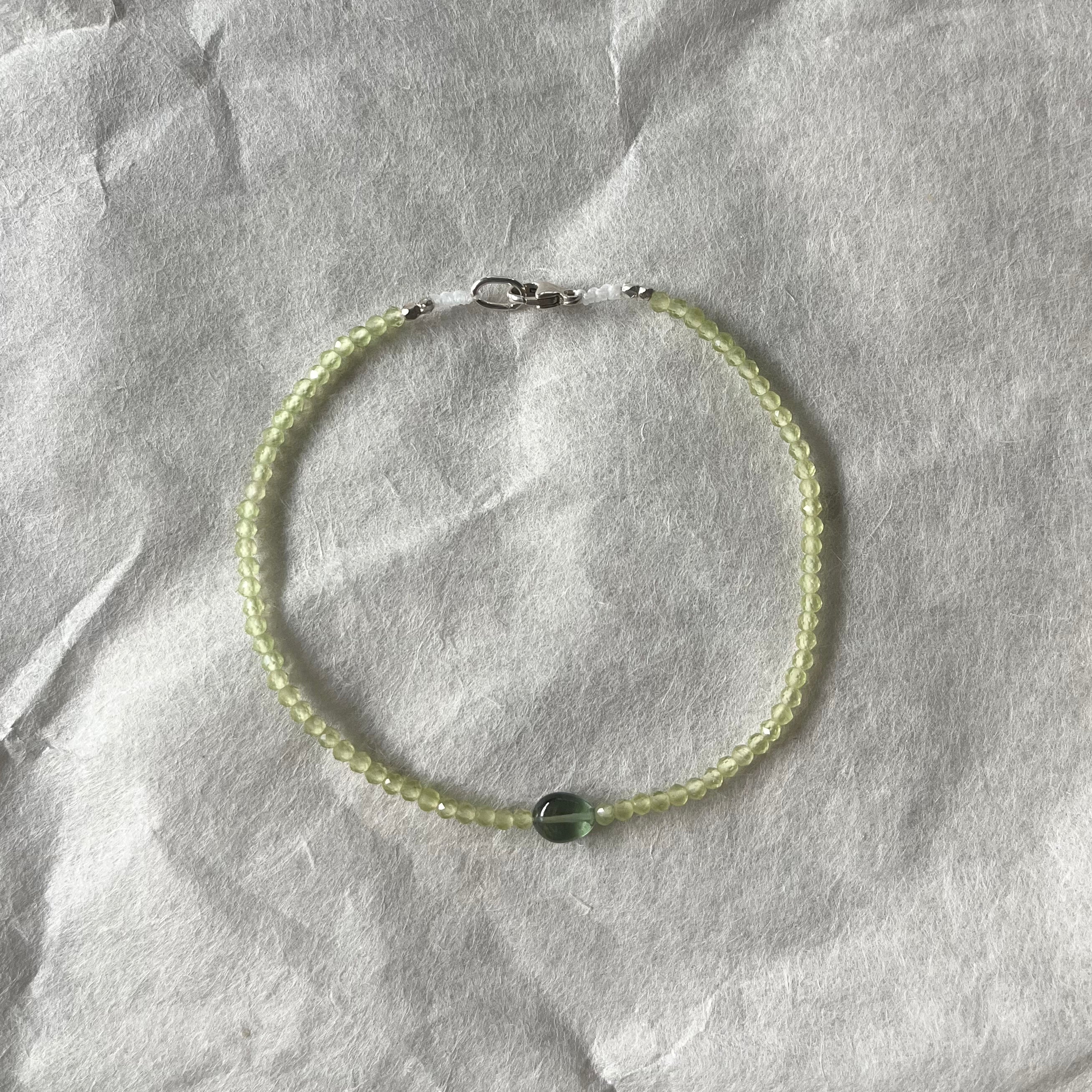 Peridot Beads with an Apatite Center Bracelet