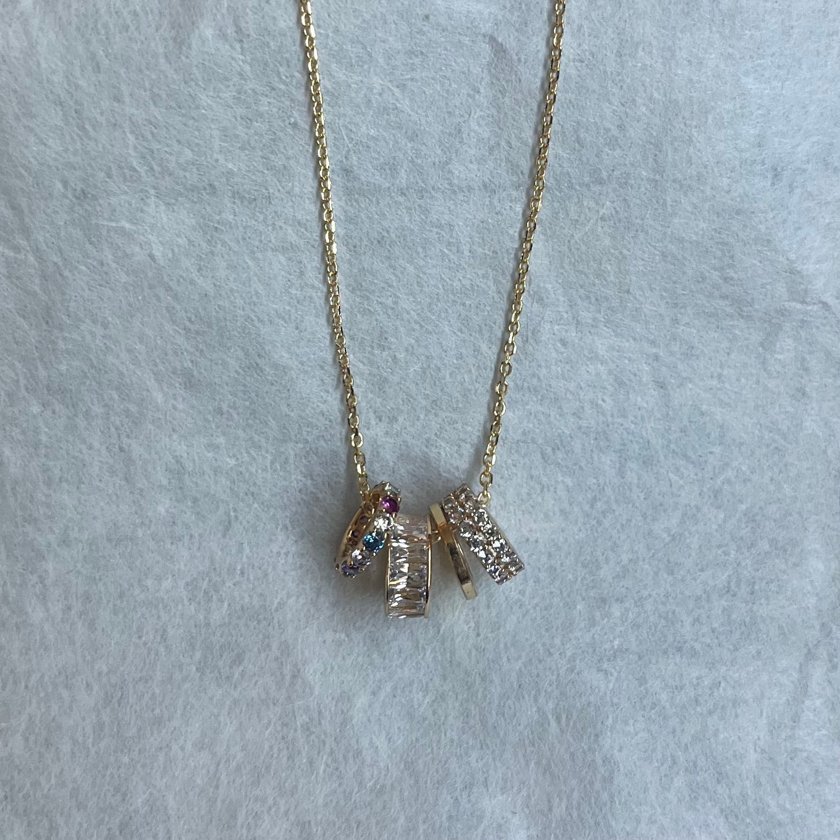 CZ & rainbow rondelles necklace