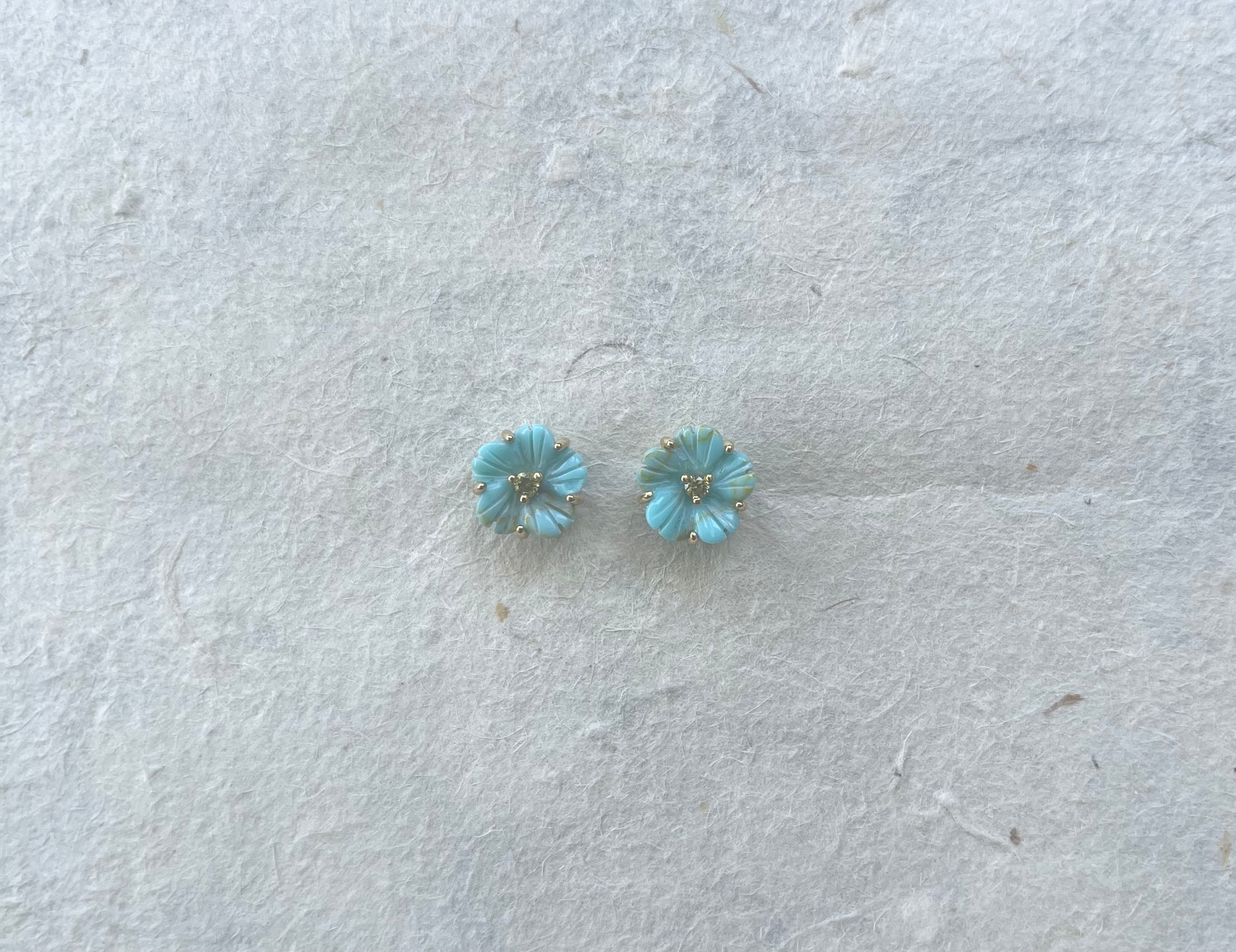 Turquoise flower studs