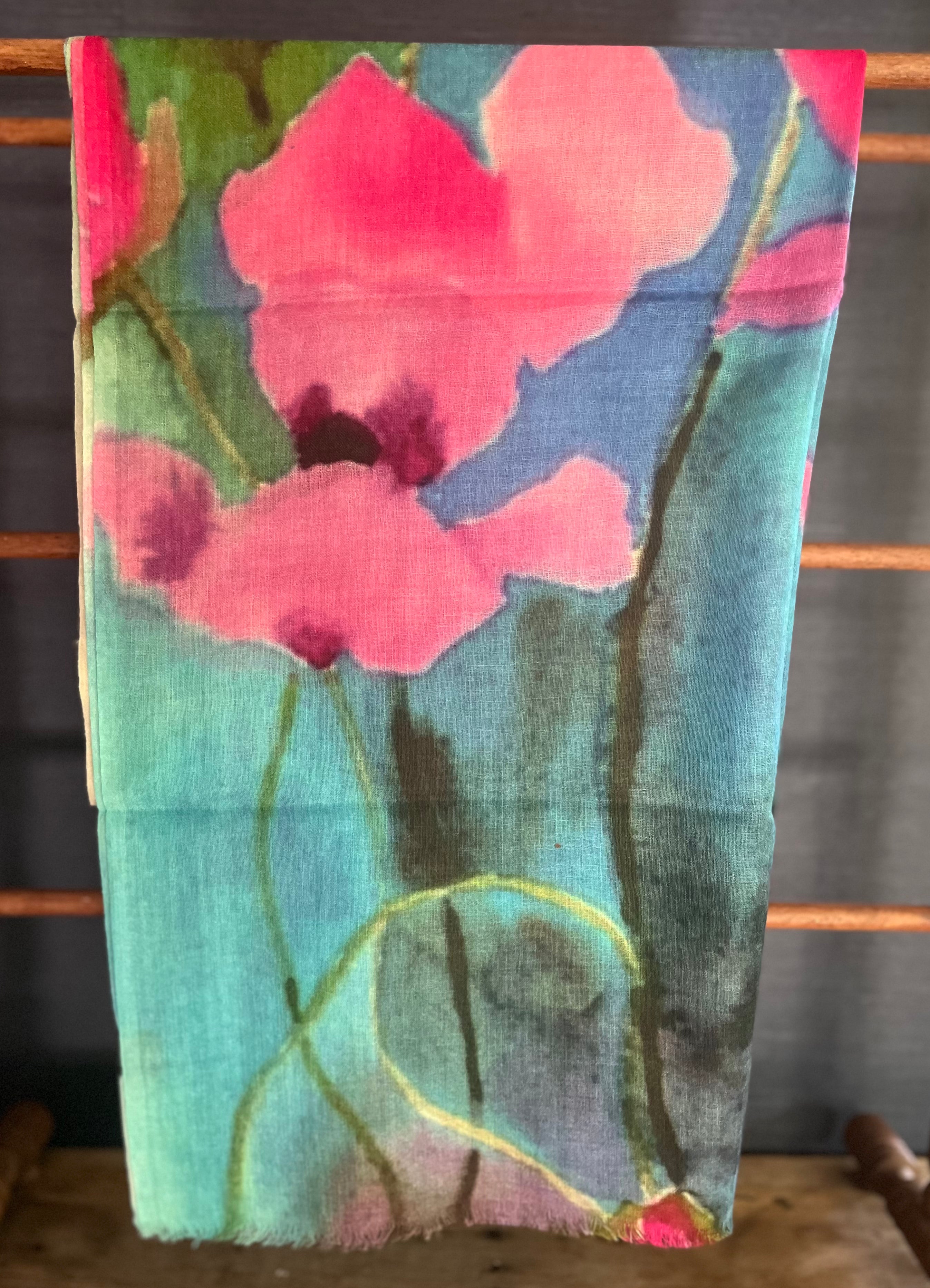 Pink Floral Scarf