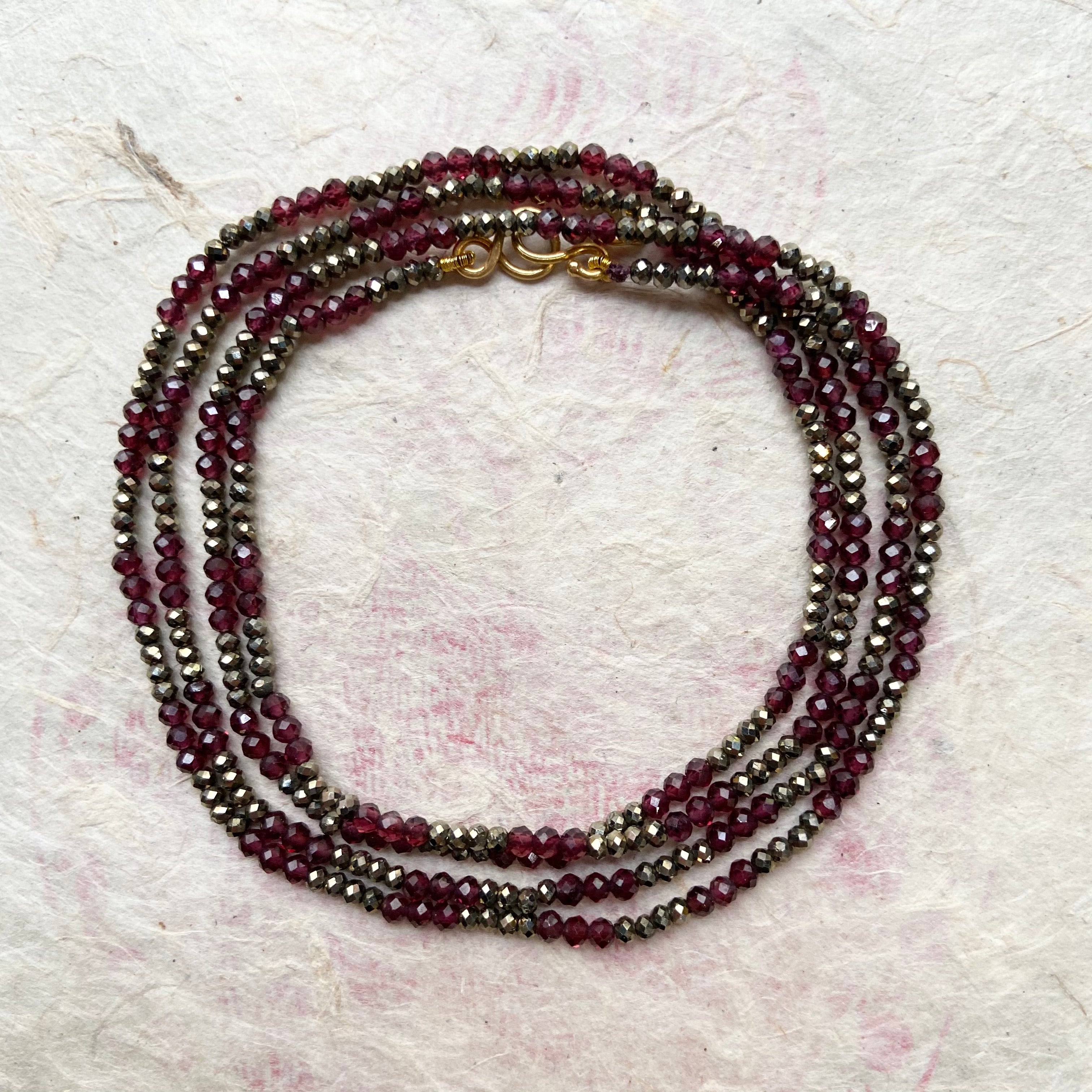 garnets & pyrite. magic necklace –